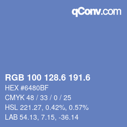 カラーコード: RGB 100 128.6 191.6 | qconv.com