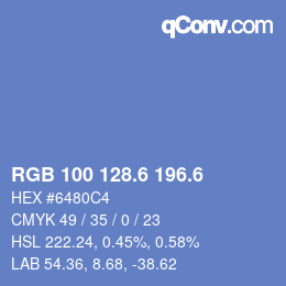 カラーコード: RGB 100 128.6 196.6 | qconv.com