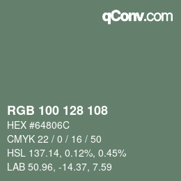カラーコード: RGB 100 128 108 | qconv.com