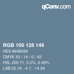 Color code: RGB 100 128 149 | qconv.com