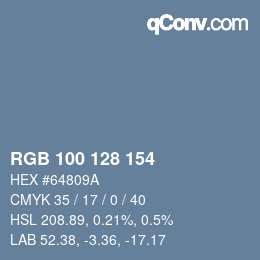 Color code: RGB 100 128 154 | qconv.com