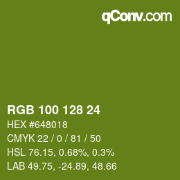 Color code: RGB 100 128 24 | qconv.com