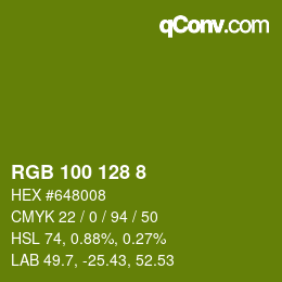 カラーコード: RGB 100 128 8 | qconv.com