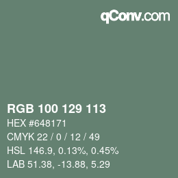 Código de color: RGB 100 129 113 | qconv.com