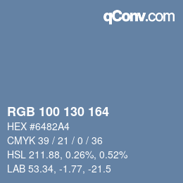 颜色代码: RGB 100 130 164 | qconv.com