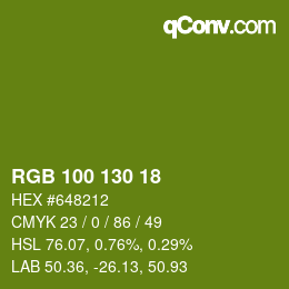Color code: RGB 100 130 18 | qconv.com