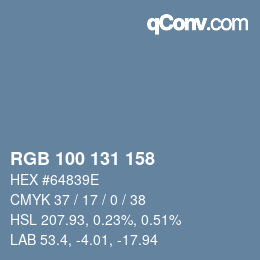 Color code: RGB 100 131 158 | qconv.com