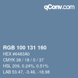Color code: RGB 100 131 160 | qconv.com