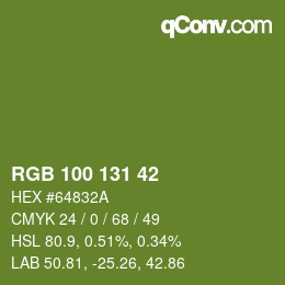 颜色代码: RGB 100 131 42 | qconv.com