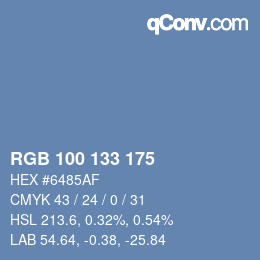 颜色代码: RGB 100 133 175 | qconv.com