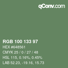 颜色代码: RGB 100 133 97 | qconv.com