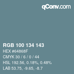 カラーコード: RGB 100 134 143 | qconv.com