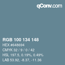 颜色代码: RGB 100 134 148 | qconv.com