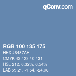 颜色代码: RGB 100 135 175 | qconv.com