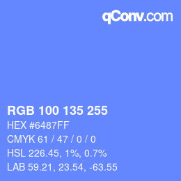 カラーコード: RGB 100 135 255 | qconv.com