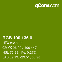 Color code: RGB 100 136 0 | qconv.com