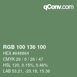 Color code: RGB 100 136 100 | qconv.com