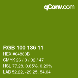 Color code: RGB 100 136 11 | qconv.com