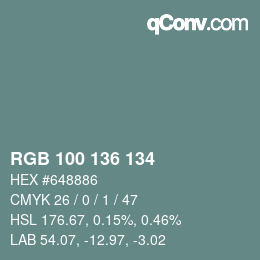 Color code: RGB 100 136 134 | qconv.com