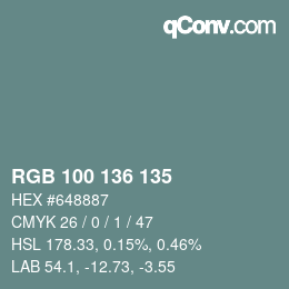 Color code: RGB 100 136 135 | qconv.com