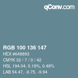 Color code: RGB 100 136 147 | qconv.com
