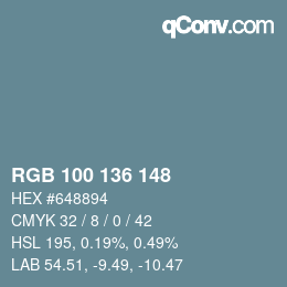 Color code: RGB 100 136 148 | qconv.com