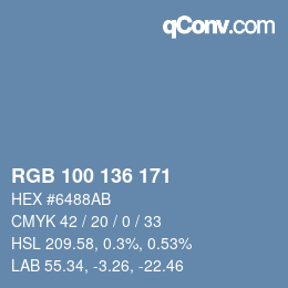 Color code: RGB 100 136 171 | qconv.com