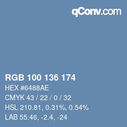 Color code: RGB 100 136 174 | qconv.com