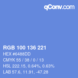 Color code: RGB 100 136 221 | qconv.com