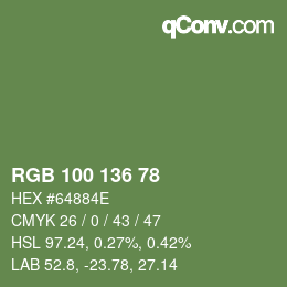 Color code: RGB 100 136 78 | qconv.com