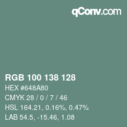 カラーコード: RGB 100 138 128 | qconv.com