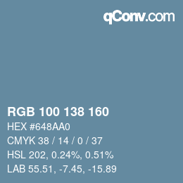 Color code: RGB 100 138 160 | qconv.com