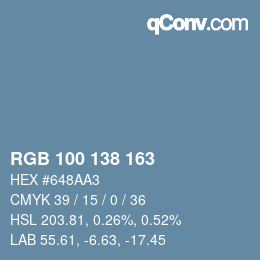 カラーコード: RGB 100 138 163 | qconv.com