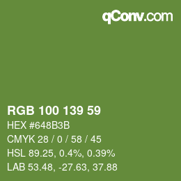 Color code: RGB 100 139 59 | qconv.com