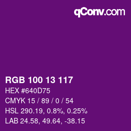 Color code: RGB 100 13 117 | qconv.com