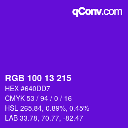 Color code: RGB 100 13 215 | qconv.com
