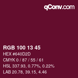 カラーコード: RGB 100 13 45 | qconv.com