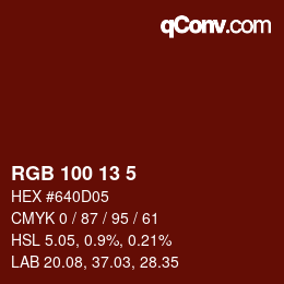 Color code: RGB 100 13 5 | qconv.com