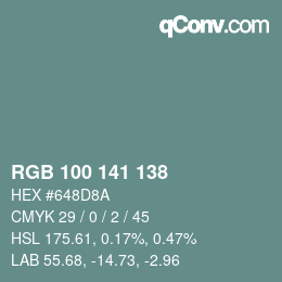 Color code: RGB 100 141 138 | qconv.com