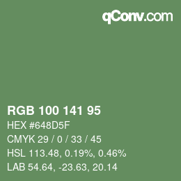Color code: RGB 100 141 95 | qconv.com