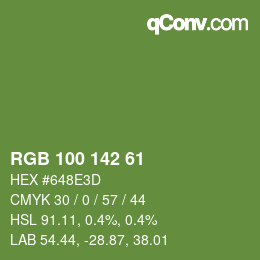 Color code: RGB 100 142 61 | qconv.com