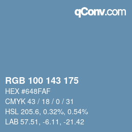 Color code: RGB 100 143 175 | qconv.com