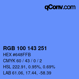 カラーコード: RGB 100 143 251 | qconv.com