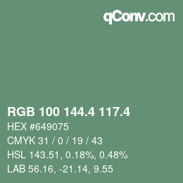 カラーコード: RGB 100 144.4 117.4 | qconv.com
