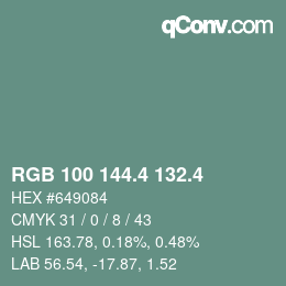 カラーコード: RGB 100 144.4 132.4 | qconv.com