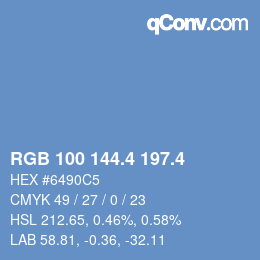 カラーコード: RGB 100 144.4 197.4 | qconv.com