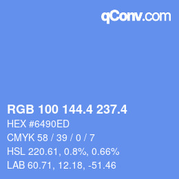 カラーコード: RGB 100 144.4 237.4 | qconv.com