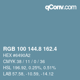 カラーコード: RGB 100 144.8 162.4 | qconv.com