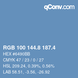 カラーコード: RGB 100 144.8 187.4 | qconv.com