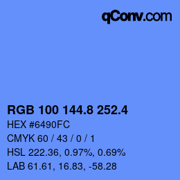 カラーコード: RGB 100 144.8 252.4 | qconv.com